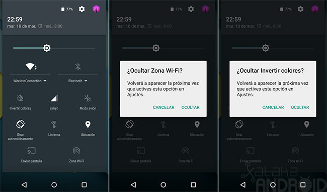 Ocultar Zona Wifi e Invertir Colores