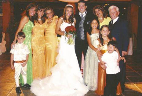 El día de su boda en 2007 rodeada de toda su familia