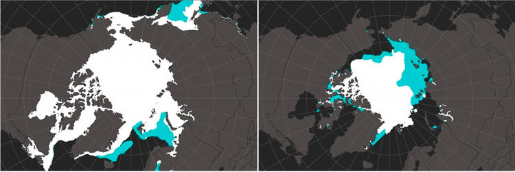 Mapa: El increíble declive de hielo marino del Ártico