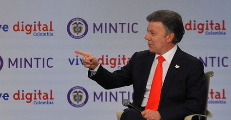 Mark Zuckerberg en reunión junto al presidente colombianao Juan Manuel Santos. Foto: AFP 