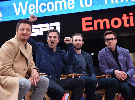 Robert Downey Jr. (Iron Man), Chris Evans (Captain America), Mark Ruffalo (The Hulk) and Jeremy Renner