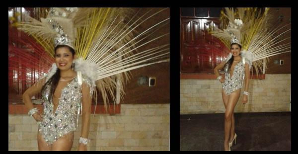 La miss Frontera Carla Arroyo con un traje elaborado por Eduardo Rivera alusivo a la producción azucarera de Bermejo