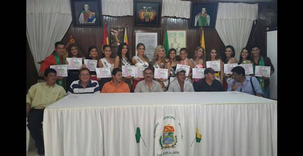 Las autoridades de San Borja le dieron una bienvenida de lujo a toda la comitiva del certamen de belleza