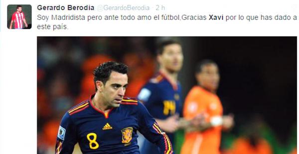 El mensaje del futbolista Gerardo Berodia, que militó en el balompiñe boliviano, también despidió a Xavi, a pesar de que el madridista