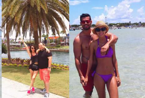 Las dos parejas disfrutando del sol