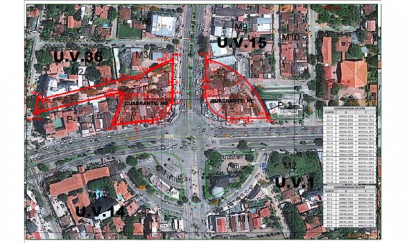 PLANO. En este mapa satelital se muestra la zona a ser expropiada. Tal proyecto permitirá conectar las calles laterales (del lado sur) del Cristo formando un perímetro circular.