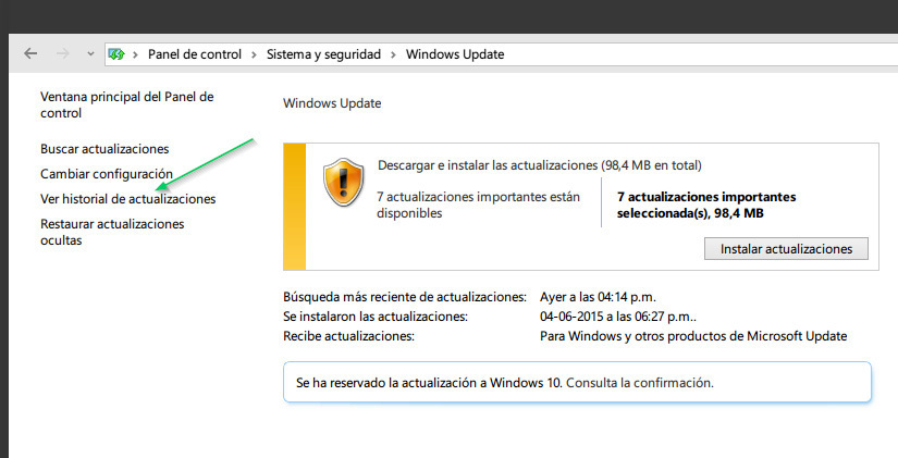 icono de actualización a windows 10