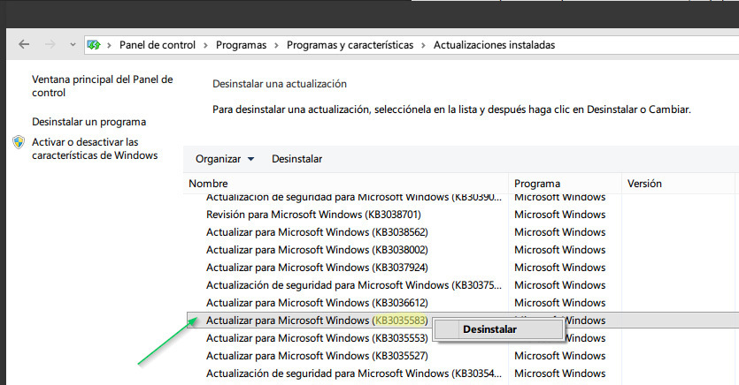 icono de actualización a windows 10