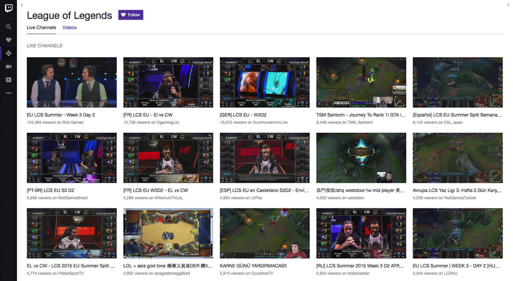 Interfaz de Twitch.