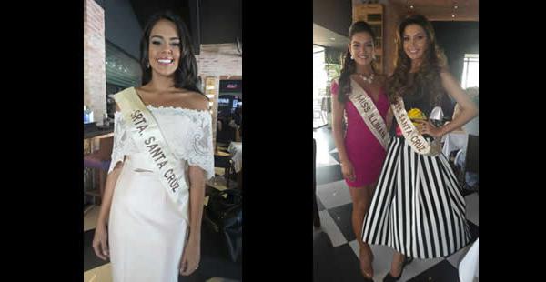 Claudia Camacho señorita Santa Cruz, Paula Schneider miss Santa Cruz y Harriete Jennifer Avaroma Rosic miss Illimani