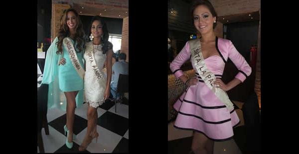 Alejandra Panozo Muguertegui, miss Cochabamba, Amelia Valverde Batte, Srta Pando y Daniela Viviana Moscozo, señorita La Paz
