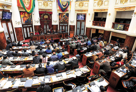 Plenaria. Senadores y diputados ayer durante la sesión en la que se designaron a las nuevas autoridades del Tribunal Supremo Electoral (TSE).