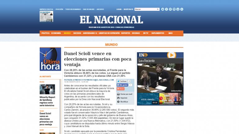 La Prensa Internacional Refleja La “poca Ventaja” Oficialista En Las ...