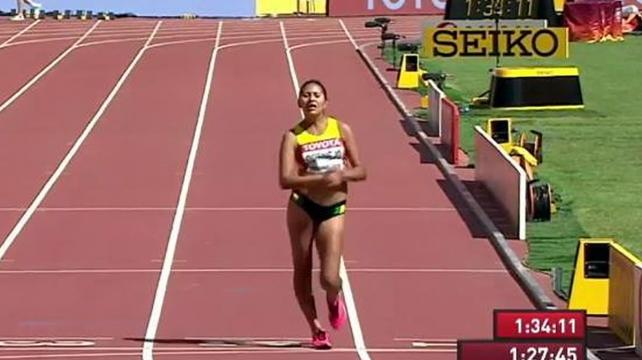 Wendy Cornejo durante la competencia. Foto: Federación Atlética de Bolivia