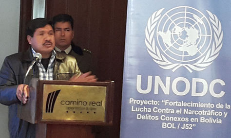El viceministro de Defensa Social, Felipe Cáceres, en la presentación del informe de la UNODC. Foto: La Razón Digital