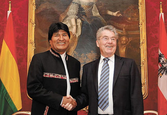Presidente de Austria Heinz Fisher y Presidente Evo Morales. EFE