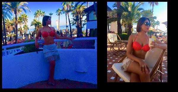 La modelo y su aldo más sensual en Nikki Beach Marbella.