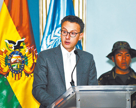 La Paz. El delegado de la UNODC, Antonino de Leo, en una conferencia de prensa en agosto.