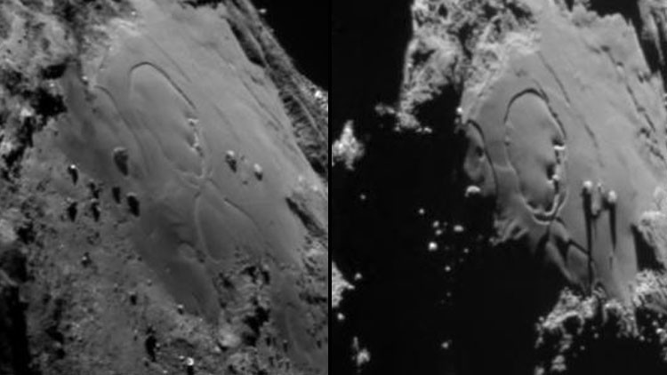 Rosetta capta los cambios dramáticos de superficie de su cometa