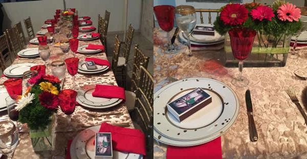 Aracely no descuidó ningún detalle. Encima de cada plato habían recuerdos