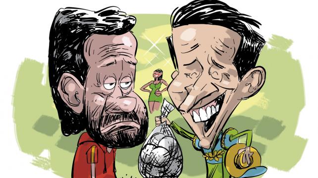 Julio César Baldivieso y Mario Cronenbold, en una escena de humor para nuestros lectores