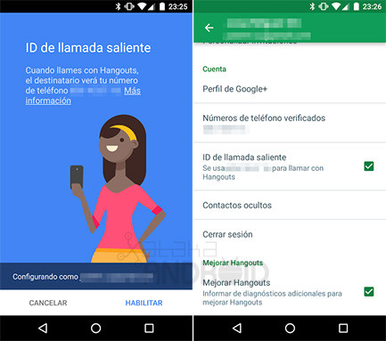 Id Llamada Hangouts