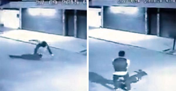 Estas son dos tomas del video de la cámara de seguridad que grabó el momento de la agresión de Teodovich