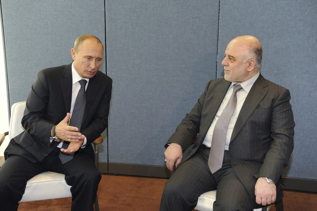 El presidente ruso, Vladímir Putin, y el primer ministro de Irak, Haider Al Abadi.