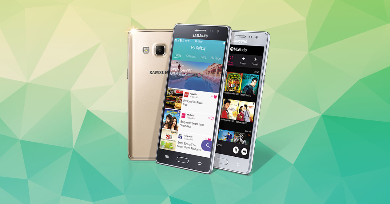 Samsung Z3 con fondo verde