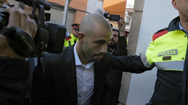 Así llegaba Javier Mascherano al juzgado de instrucción número 9 de Gavà (Barcelona). Foto: AFP