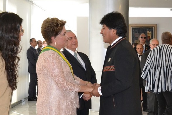 El presidente Evo Morales junto a Dilma Rousseff, a principios de año. | Foto archivo -   Abi Agencia