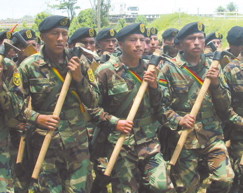 Acto. Efectivos de la FTC durante el desfile de cierre de erradicación de ayer.