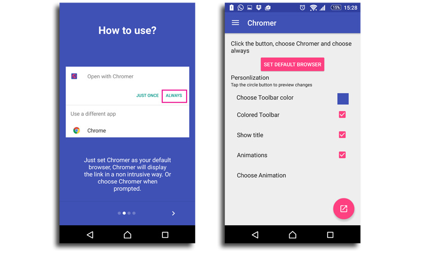 Chromer te permite navegar por Internet sin tener que salir de una aplicación chromer Chromer te permite navegar por Internet sin tener que salir de una aplicación