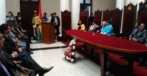 No estuvieron presentes el presidente Evo Morales ni el vicepresidente Álvaro García Linera, solo la ministra de Justicia.