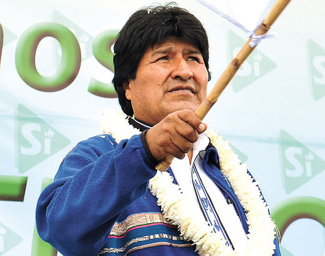 Campaña. Morales, durante una movilización en Cochabamba.