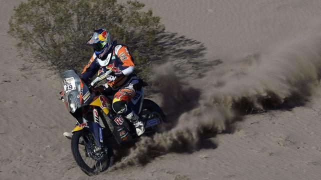 El francés Meo gana su segunda etapa en el Dakar 2016. El tramo fue cortado por el calor de la zona. Foto: AFP