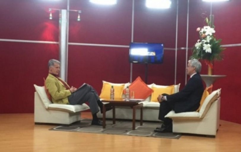 El vicepresidente ÁLvaro García Linera en la entrevista en FidesTv.