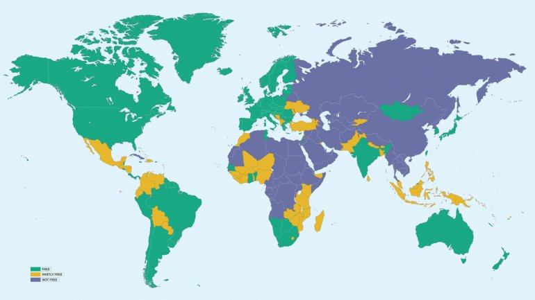 El mapa de la libertad en el mundo según Freedom House El mapa de la libertad en el mundo según Freedom House