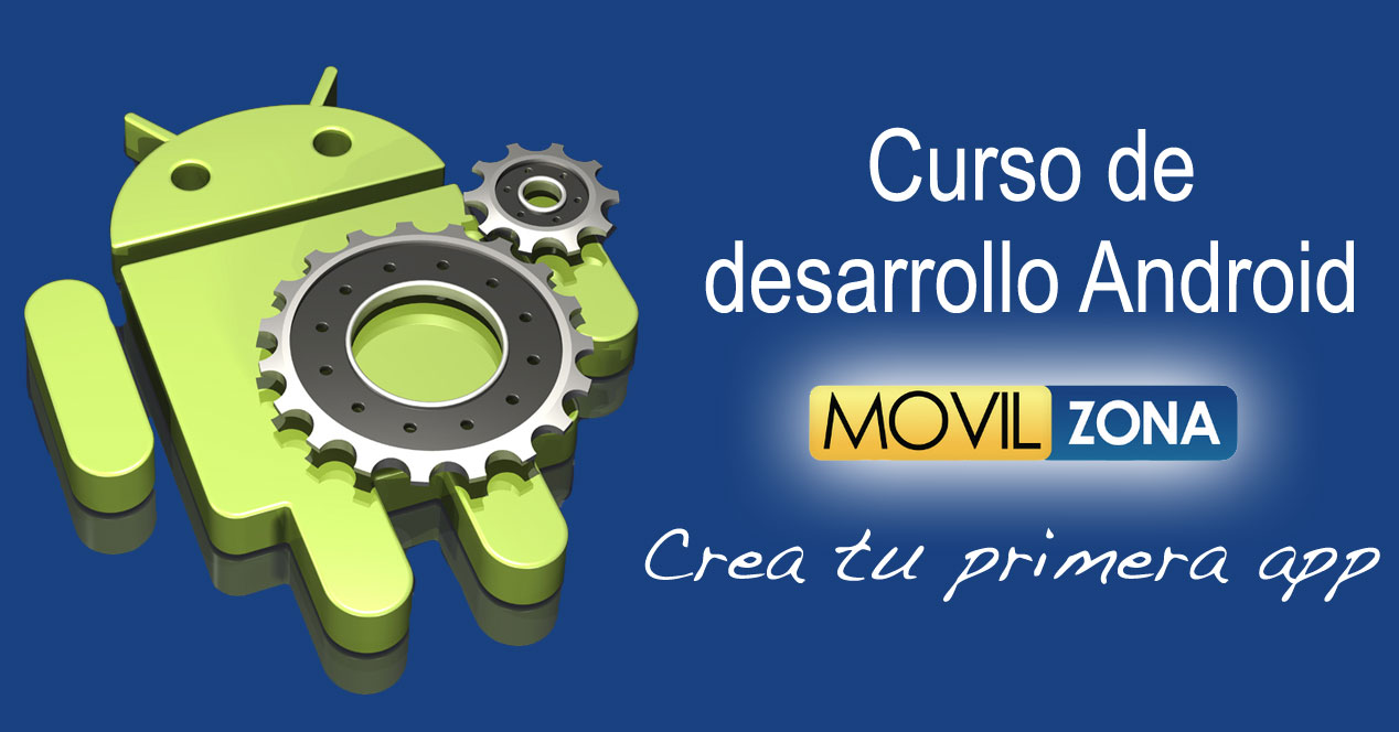 Carátula del Curso de Desarrollo Android de Movilzona con logo de Android