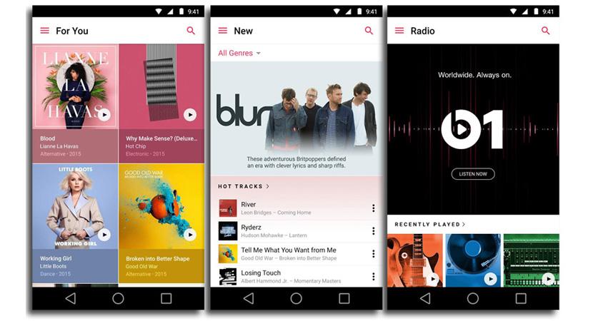 apple music interfaz Apple Music para Android permite ya la descarga de música a la tarjeta SD