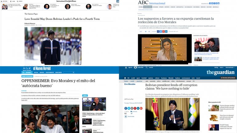 Los diarios del mundo reflejan el escándalo sexual y de tráfico de influencias que involucran al presidente de Bolivia, Evo Morales