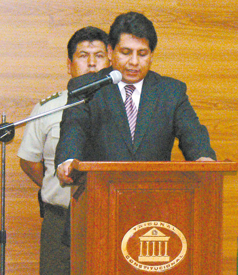 Sucre. El magistrado del Tribunal Constitucional Ruddy Flores, en una conferencia.