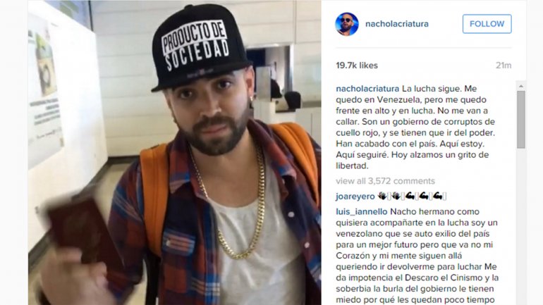 La denuncia del cantante Nacho a través de su cuenta de Instagram