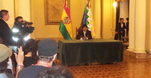 El presidente Morales ofreció la mañana de este lunes una conferencia de prensa
