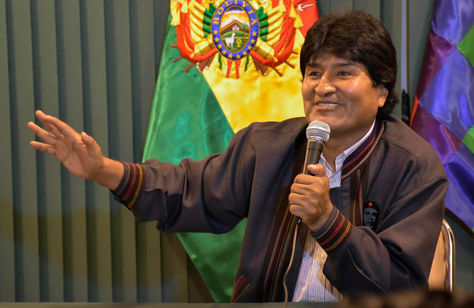El presidente Evo Morales en conferencia en Huajchilla