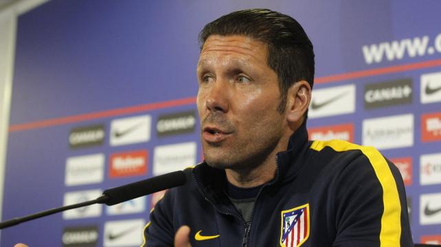 Diego Simeone, técnico del Atlético Madrid, en conferencia de prensa. Foto: Internet