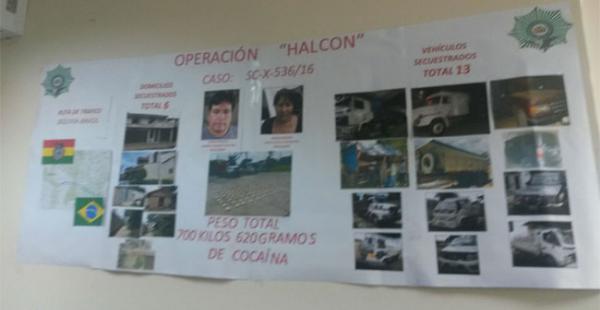 El operativo 'Halcón' se realizó durante dos semanas, se decomisó 700 kilos de droga y se arrestó a dos personas