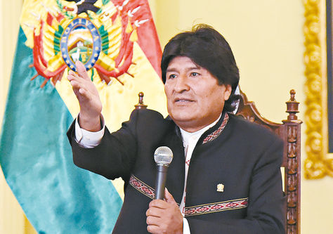 Informe. El mandatario Evo Morales durante la conferencia de prensa de ayer en el Palacio de Gobierno.