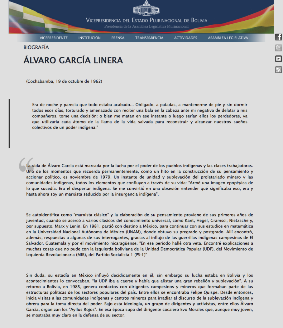 Página oficial de la Vicepresidencia de Bolivia