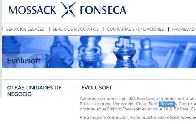 La firma Mossack Fonseca tendría presencia de su filial E-volusoft en Bolivia